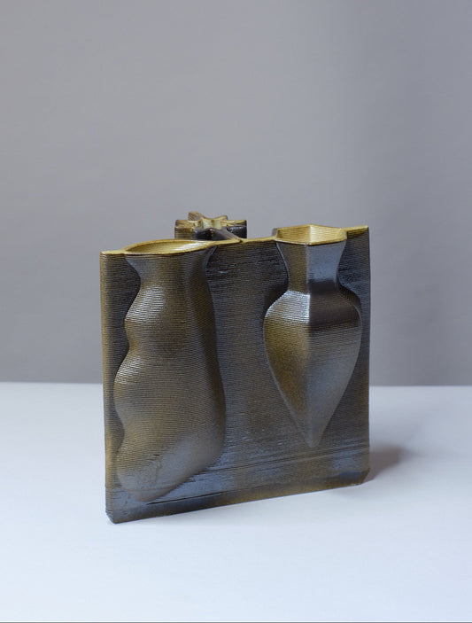 Designer The Unvase in Metallic Bronze β Sculptural Ceramic Vase for High-end Interiors. 3D-printed fine porcelain.
